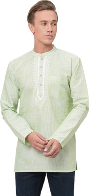 Arch Element Men Self Design Straight Kurta(Light Green)