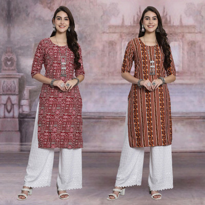 Moda Rapido Women Printed Straight Kurta(Multicolor)