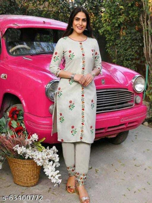 NYALKARAN CREATION Women Embroidered A-line Kurta(White)