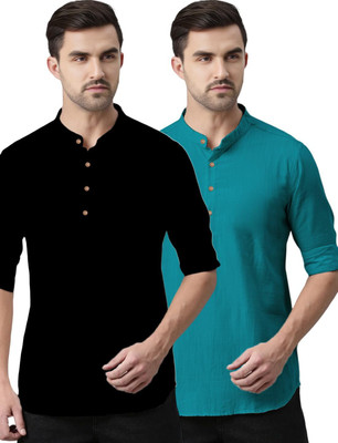 CROWNTAIL Men Solid Straight Kurta(Brown)