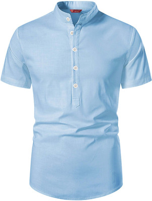 Yugnik Men Solid A-line Kurta(Light Blue)