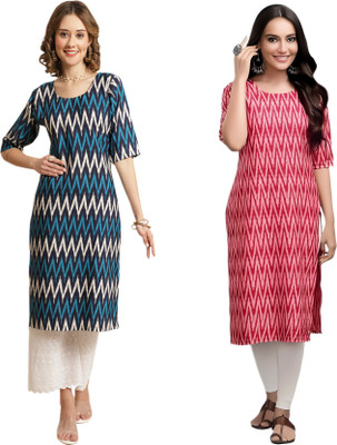HouseOfCommon Women Printed Straight Kurta(Multicolor)