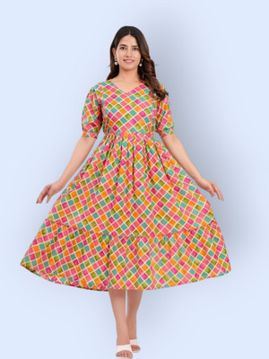 HouseOfCommon Women Printed Anarkali Kurta(Multicolor)