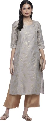 Rangmanch by Pantaloons Women Printed Straight Kurta(Grey)