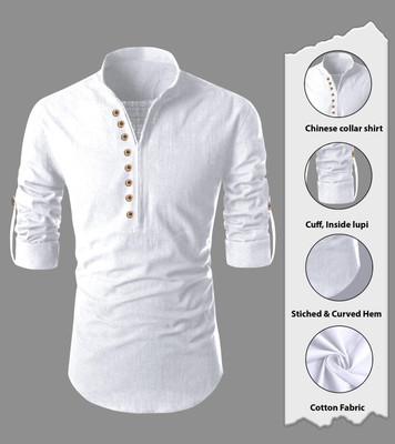 AITAVIKOVERSEAS Men Solid A-line Kurta(White)