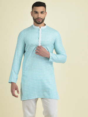 ANOUK Men Woven Design Straight Kurta(Green)