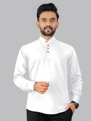 StoneHeart Men Solid Straight Kurta(White)