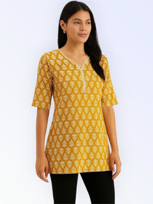 PP Clothing Women Embroidered Straight Kurta(Yellow)