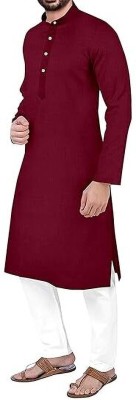 HARSH ENT Men Solid Straight Kurta(Maroon)