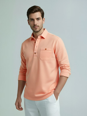 Vida Loca Men Solid A-line Kurta(Orange)