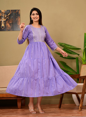 DSS FASHION Women Embroidered Anarkali Kurta(Purple)