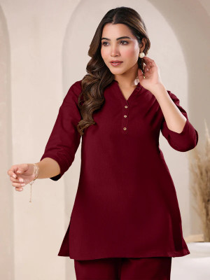MIRHANIKA Women Solid A-line Kurta(Maroon)