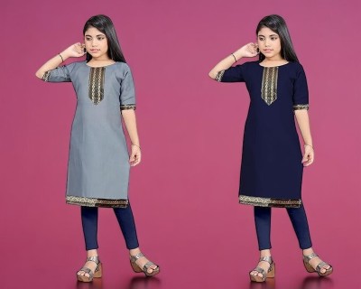 speckless Girls Printed Straight Kurta(Multicolor)