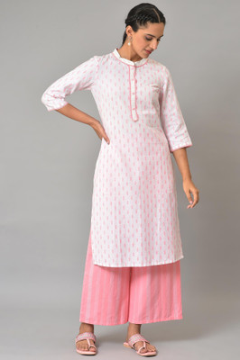 Aurelia Women Self Design Straight Kurta(Pink)