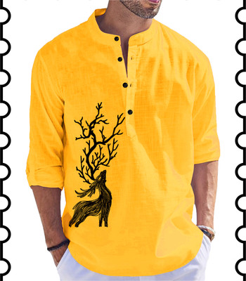 Kavyangle Creation Men Animal Print Straight Kurta(Multicolor)