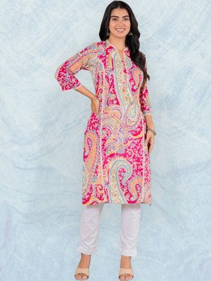 Jaipuur Trend Women Embroidered Straight Kurta(Pink)