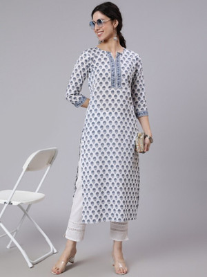 Mialo fashion Women Printed Straight Kurta(White)
