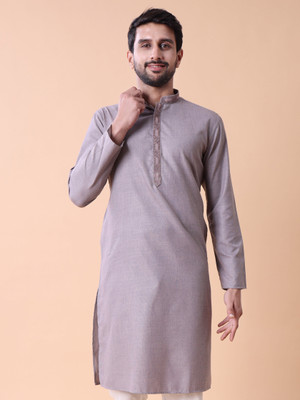 Maahi Fabs Men Solid Straight Kurta(Purple)