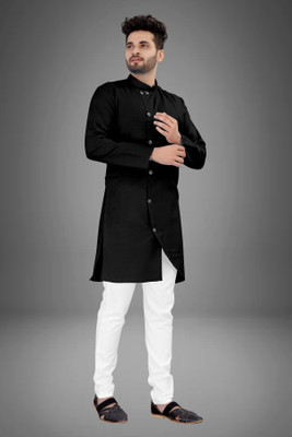 Shree Dutt Creation Men Solid Asymmetric Kurta(Maroon)