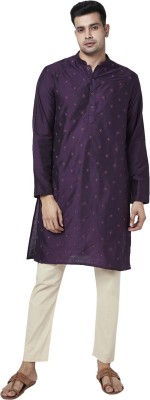 Indus Route by Pantaloons Men Embroidered Straight Kurta(Maroon)