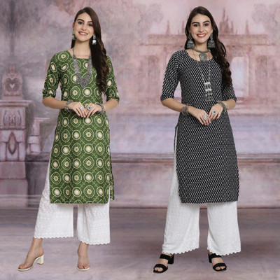 Moda Rapido Women Printed Straight Kurta(Multicolor)
