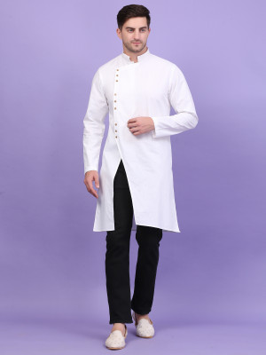 QISHTAR Men Solid A-line Kurta(White)