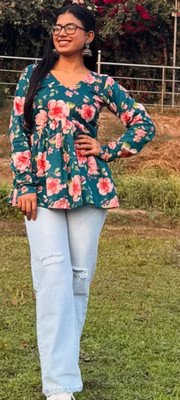 Gvastra Casual Printed Women Green Top