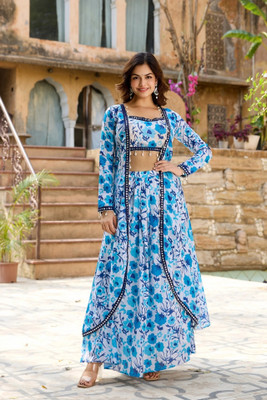 GRISHU COLLECTION Women Printed Anarkali Kurta(Blue)