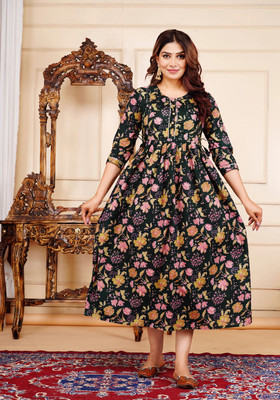 anjil Women Printed Anarkali Kurta(Multicolor)
