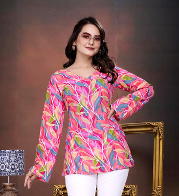 J4 Fab Women Floral Print Straight Kurta(Multicolor)