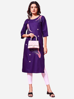 RANGRASIYA FASHION Women Printed A-line Kurta(Purple)