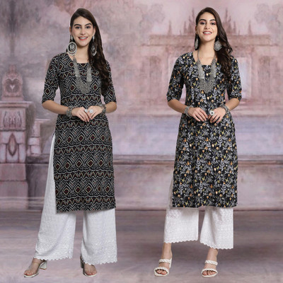 Moda Rapido Women Printed Straight Kurta(Multicolor)