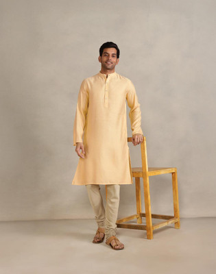 Fabindia Men Solid Straight Kurta(Beige)