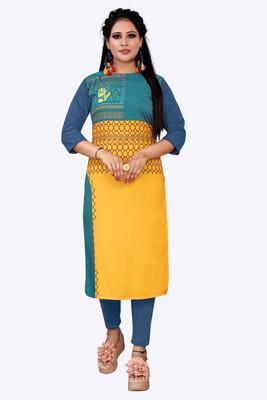 maruti fab Women Floral Print, Colorblock A-line Kurta(Multicolor)
