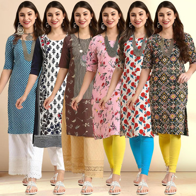 1 Stop Fashion Women Printed Straight Kurta(Multicolor)