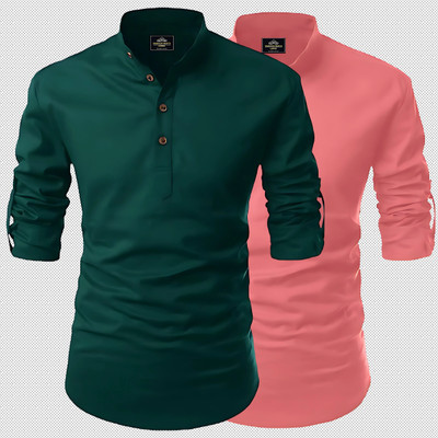 Kavyangle Creation Men Printed Straight Kurta(Green, Multicolor)