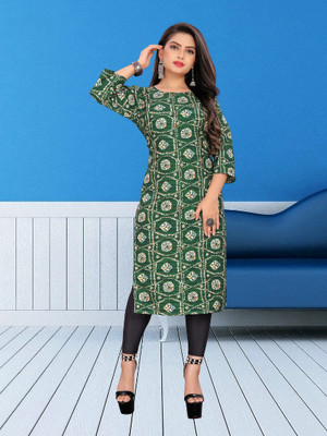 SHLOK CREATION HUB Women Printed A-line Kurta(Green)