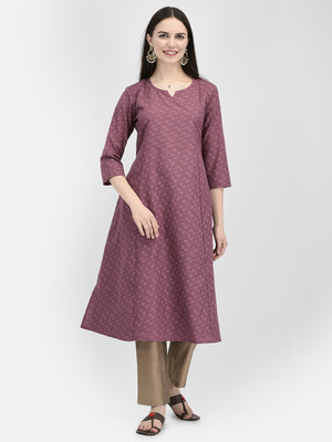 Span Women Printed A-line Kurta(Purple)