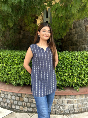 Majestykart Women Printed Straight Kurta(Blue)