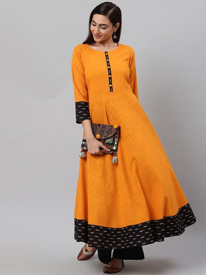 Yash Gallery Women Solid Anarkali Kurta(Yellow)