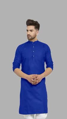 VINAARI Men Solid A-line Kurta(Dark Blue)