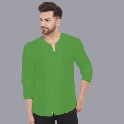 COSLETIC Men Solid Straight Kurta(Green)