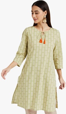 Ashish Women Floral Print Straight Kurta(Yellow)