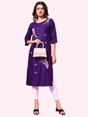 Texpa Creation Women Self Design A-line Kurta(Purple)