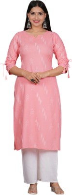 MaaSilk Fashion Women Self Design Straight Kurta(Pink)