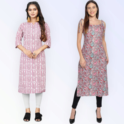 HouseOfCommon Women Printed Straight Kurta(Multicolor)