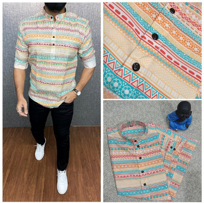 Dhruvi Fashion Men Printed Ethnic Dress Kurta(Multicolor, Light Blue)