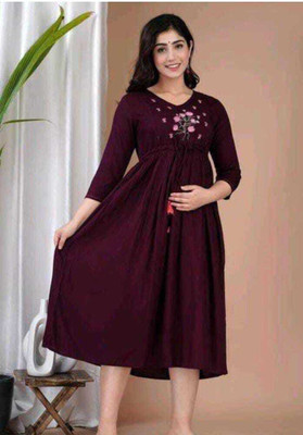STYLISH CREATION Women Embroidered A-line Kurta(Purple)