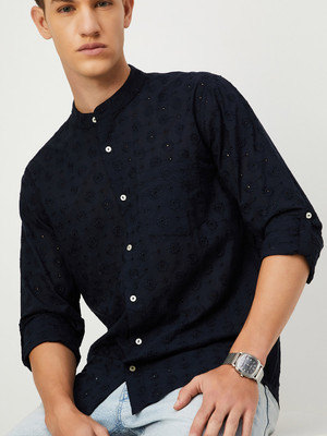 MAX Men Printed Straight Kurta(Black)