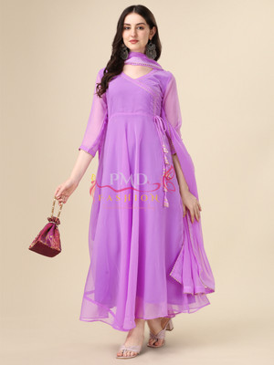 PMD Fashion Women Embellished Anarkali Kurta(Purple)
